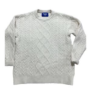 Aelfric Eden Cream Crewneck Fishermans Sweater Size Small Runs Larger